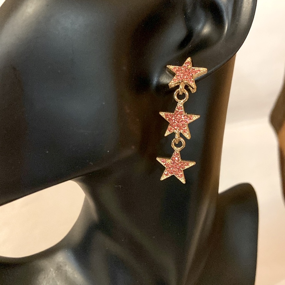 Crystal triple star earrings NWOT